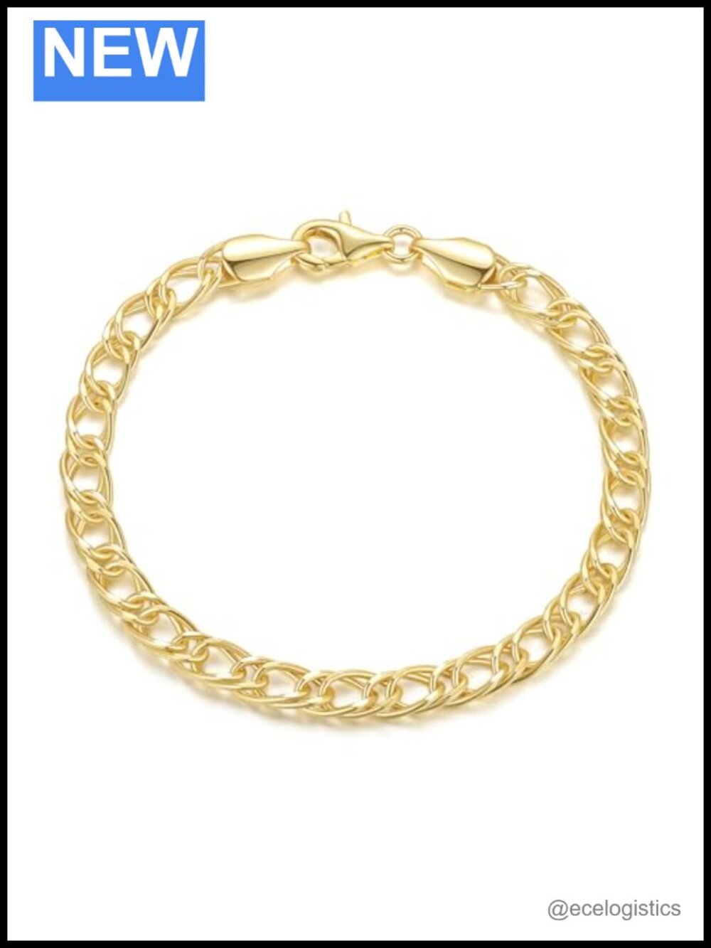 14k Gold Plated Cuban Chain Charm Bracelet Women Adjustable Lobster Clasp